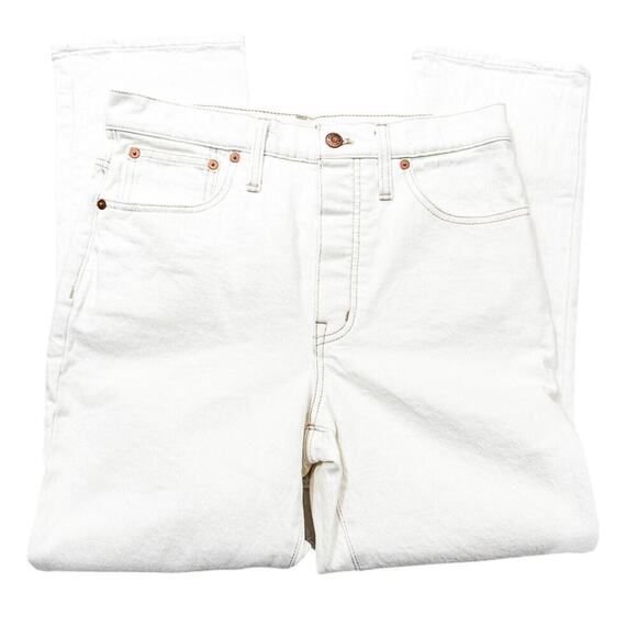 Madewell Slim Demi-Boot Bootcut Denim Jeans Button Fly Cream Size 28 - Picture 2 of 9